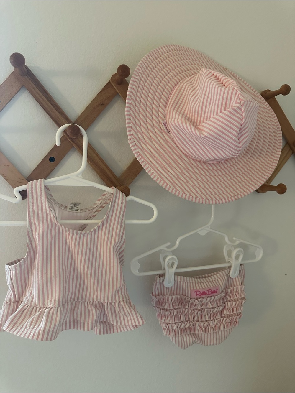 Robeez Pink Striped Ruffle Swim Tank, Bloomers & Sun Hat Set